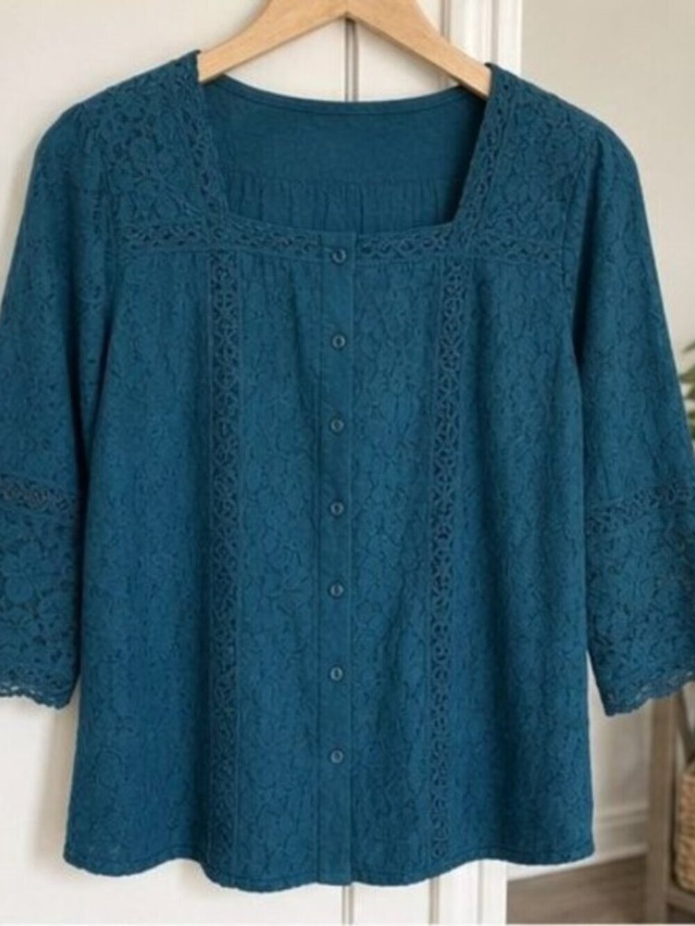 Teal Ruffle Blouse